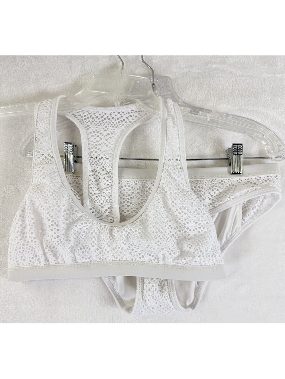Venus Bikini Set Crochet White Size 4 Top New 6 Bottom Racerback Swimwear Women